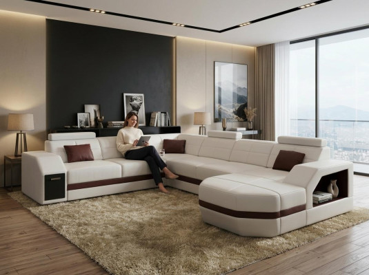 Sofá de cuero Sofá de sofá Sala de estar Esquina Sofá Esquina Conjunto Diseño Sofá Moderno C4011 Nuevo