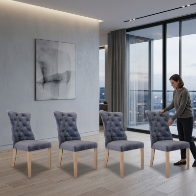 8 sillas silla tapizada diseño Chesterfield conjunto de sillones completo