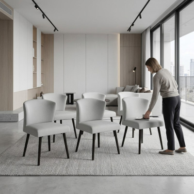 6x sillas de cuero acolchadas para asientos de sillas de club de diseño salón sillón conjunto nuevo.