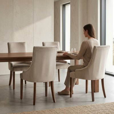 4x Juego de sillones tapizados de diseñador, completo con respaldo y asiento estilo lounge.