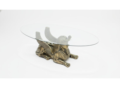Mesa de centro Mesa de vidrio Mesas de vidrio Faraón Esfinge Mesa auxiliar de vidrio Egipto 120x60cm