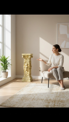 Diseño de columna Amoretten esculturas figuras decoración soporte de pedestal de flores.