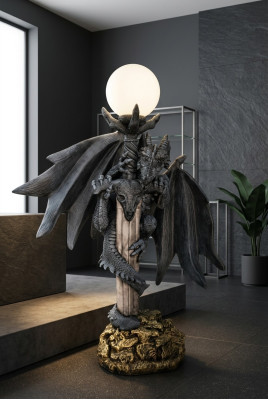 Lámpara de pie gótica XXL Design lámpara de pie lámpara de pie lámparas de dragón 143 cm