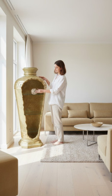 XXL Medusa Estilo Antiguo Vitrina Bar Jarrón de Piso Armario Vitrina Columna 127cm Nuevo