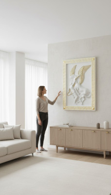 Pegasus Relieve de Pared Estilo Antiguo Pintura Relieve de Pared Antigua Artesanía Imagen de Caballo