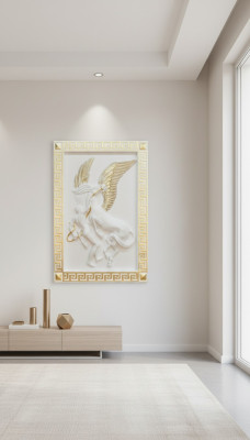 Pegasus Relieve de Pared Estilo Antiguo Pintura Relieve de Pared Antigua Artesanía Imagen de Caballo