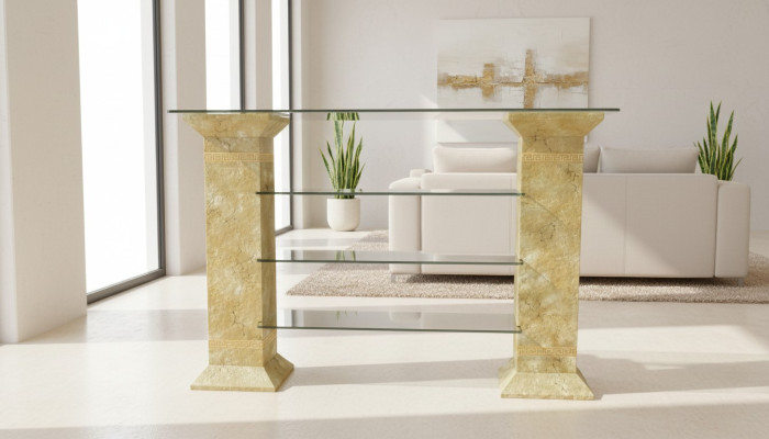 Clásico mueble de TV RTV, mesa de televisión, mesa de televisión con estante y vitrina Medusa 1866