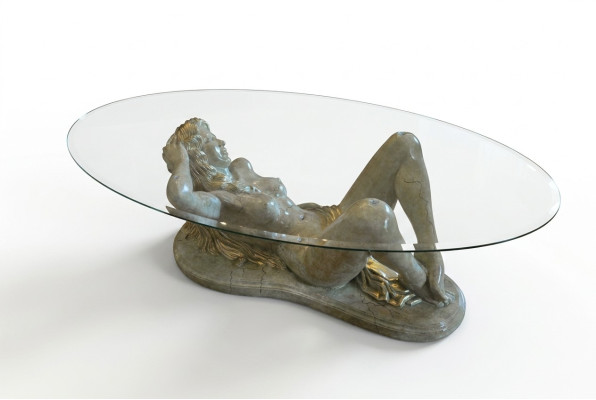 Mesa de vidrio erótica escultura figura mesa de café mesa sofá ordenar mesas estatua.