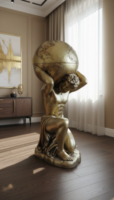 Estilo antiguo Globo clásico Atlas Minibar Barbotellero Botellero Estatua Escultura Decoración