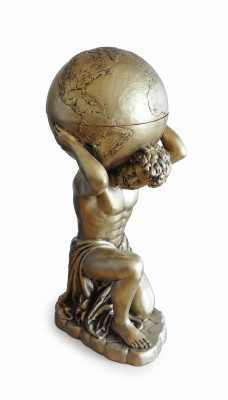 Estilo antiguo Globo clásico Atlas Minibar Barbotellero Botellero Estatua Escultura Decoración