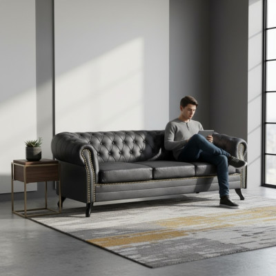 Chesterfield conjunto de sofás sofá 3+1+1 conjunto de sofás tapizados sofás de cuero tela