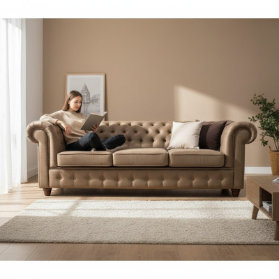 Conjunto de sofás Chesterfield 3+1+1. Juego completo de sofá, sillones y sofás.