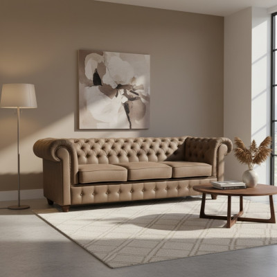 Conjunto de sofás Chesterfield 3+1+1. Juego completo de sofá, sillones y sofás.