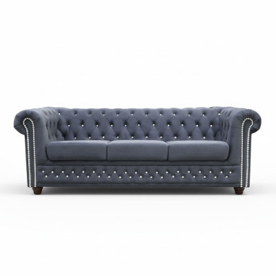 Chesterfield juego de sofá sofá 3+1+1 cojín sofás asiento piedras de cristal