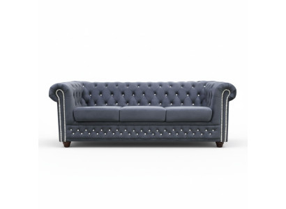Chesterfield juego de sofá sofá 3+1+1 cojín sofás asiento piedras de cristal