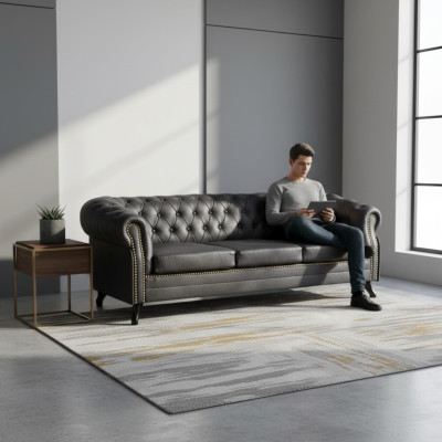 Chesterfield Conjunto de sofás Sofá 3 + 1 Set de sofá Tapizado Sofás Sofás Sofás de cuero