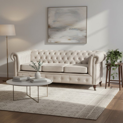 Chesterfield set de sofá 3+2+1 Oxford conjunto de sofás tapizados en cuero.