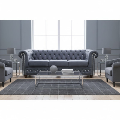 Chesterfield conjunto de sofás sofá tapizado con cristales de cuero Conjuntos 3+2 Sofá