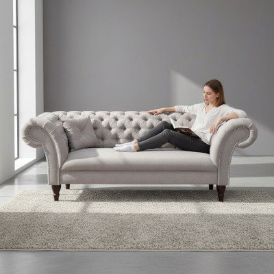 Chesterfield conjunto de sofás 3+2 sofá acolchado diseño de cuero tela conjuntos