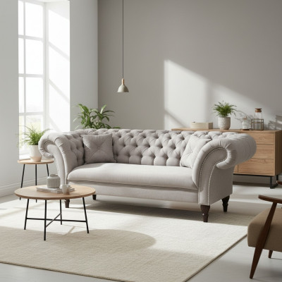 Chesterfield conjunto de sofás 3+2 sofá acolchado diseño de cuero tela conjuntos