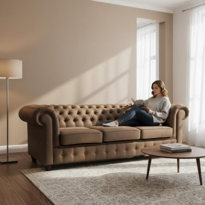 Chesterfield Cambridge de 3 plazas con función de cama Sofá tapizado Sofás nuevos