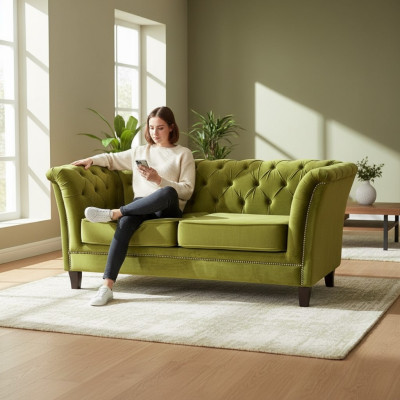 Sofá de diseño Chesterfield sofá Tapizado Despacho Práctica Oficina Sofás Textil Tela