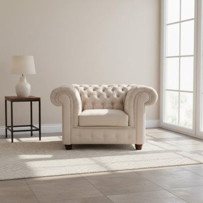 Chesterfield sofá de televisión de 1 plaza Club Lounge Relax Silla de tela de cuero Sofás
