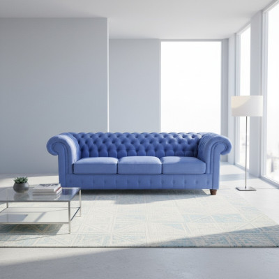 Diseño clásico Chesterfield Big XXL sofá de 3 plazas en cuero y tela.