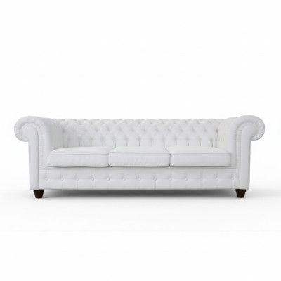 Diseño Clásico Chesterfield Gran Sofá XXL de Cuero Textil Sofás 3 Plazas