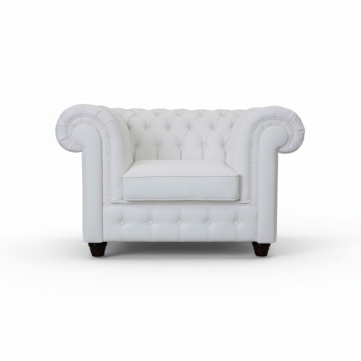 Sillón Chesterfield blanco elegante: El encanto de lo clásico en un estilo moderno.