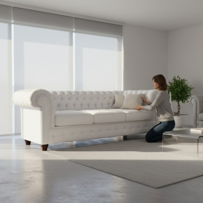 Chesterfield Mello sofá de 3 plazas con función de cama sofá acolchado sofás sofá.