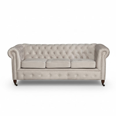 Diseño clásico Chesterfield Sofá de cuero de 3 plazas Conjunto de sofás Nuevo