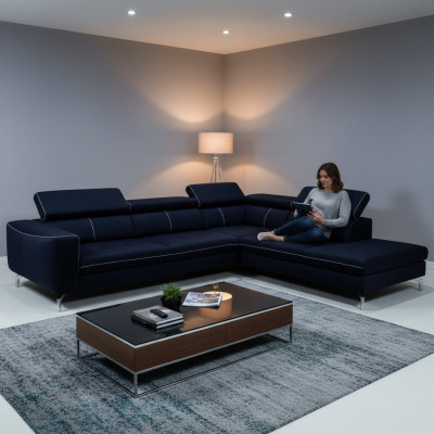 Sofá esquinero XXL acolchado asiento acolchado cama conjunto de salón sofás.