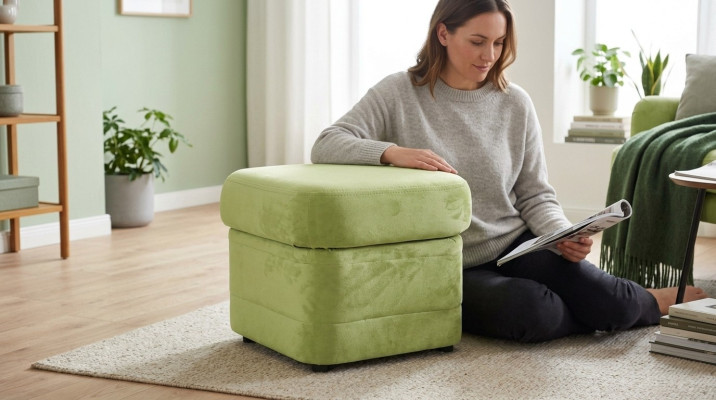 Puf Club Lounge XXL de cuero otomano textil diseñador taburete reposapiés.