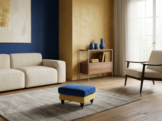 Taburete de pie Lounge Hocker XXL Club Ottomane Pufa Cuero Textil Otomano Diseñador Nuevo