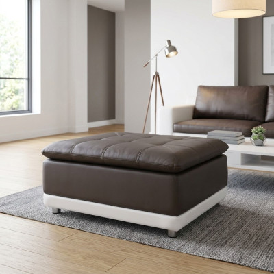 Sillón Lounge XXL Club, Puf Otomano de Cuero Textil Ottoman