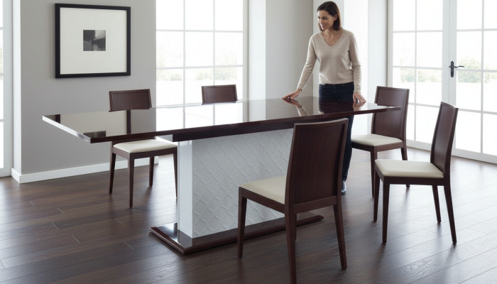 Diseño clásico Mesa de comedor Mesa de madera Mesas de alto brillo Salón