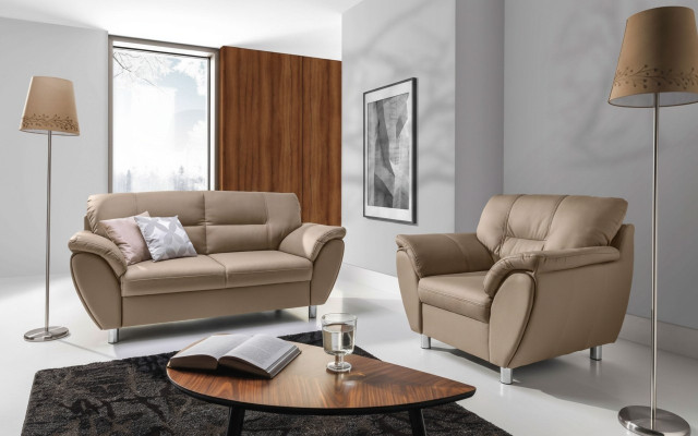 El elegante sofá clásico de dos plazas de estilo modernista encaja en cualquier interior.