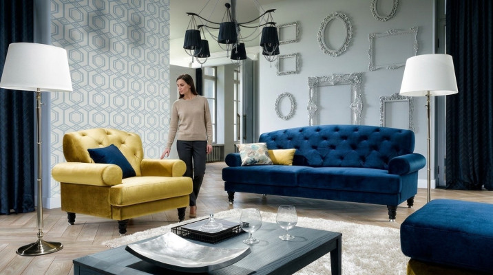 Chesterfield Sofá de 3 plazas Diseñador Sofá Couch Sofás Tapizado Textil Lamezia