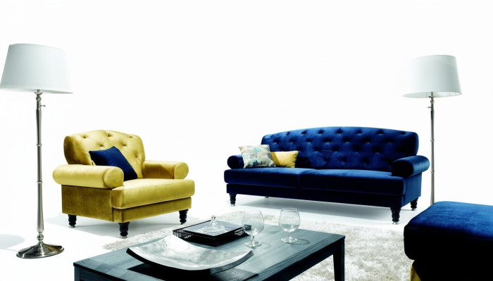 Chesterfield Sofá de 3 plazas Diseñador Sofá Couch Sofás Tapizado Textil Lamezia