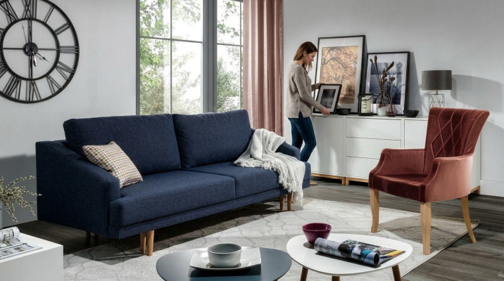 Elegante, muy suave, sofá cama ultra cómodo en estilo moderno.