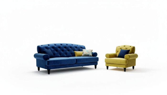 Clásico juego de sofás de diseño 3+1 sofá sofá tapizado Chesterfield Set de sofás Nuevo