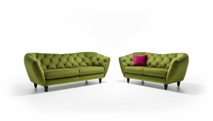 Chesterfield Sofá conjunto de 3 plazas + 2 plazas Tapizado en tela Sofá Asiento Juego de mobiliario Diseño