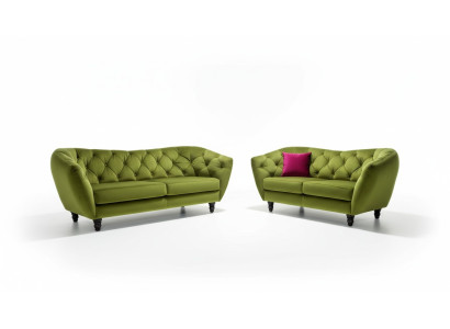 Chesterfield Sofá conjunto de 3 plazas + 2 plazas Tapizado en tela Sofá Asiento Juego de mobiliario Diseño