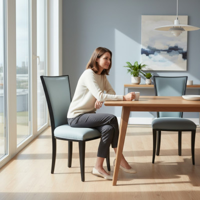 Lujo Diseño Silla acolchada Sillas Asiento Respaldo Oficina Oficina Comedor Madera