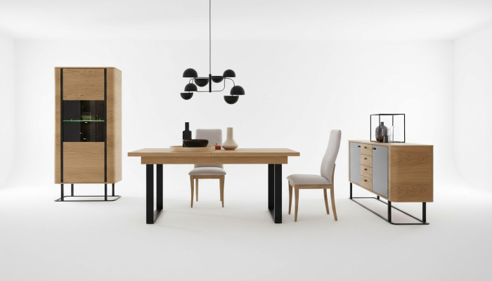 Conjunto de muebles de alta calidad para la sala de estar Vitrina + Mesa de comedor + Cómoda aparador