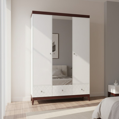 Armario de ropa. Armario de diseñador de madera. Armario de pared de lujo elegante del hotel.