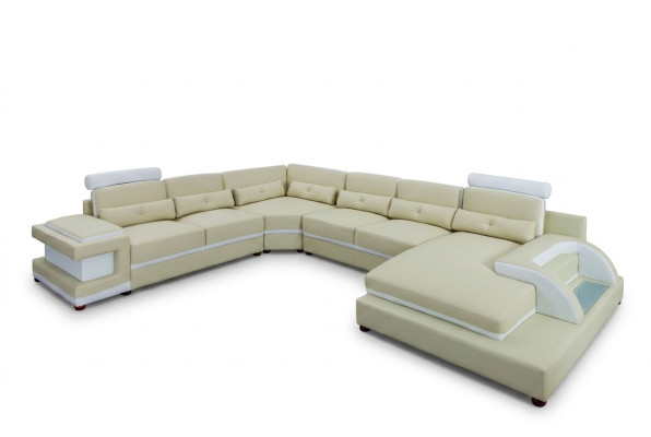 Sofá de cuero XXL Sofás grandes Sofá Sofá Sofá Acolchado Sofá esquinero Salón Sofá de cuero
