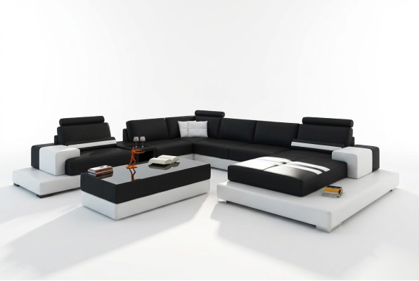 Moderne XXL gran conjunto de sofás en forma de L sofá de esquina tapizado.