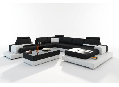 Moderne XXL gran conjunto de sofás en forma de L sofá de esquina tapizado.
